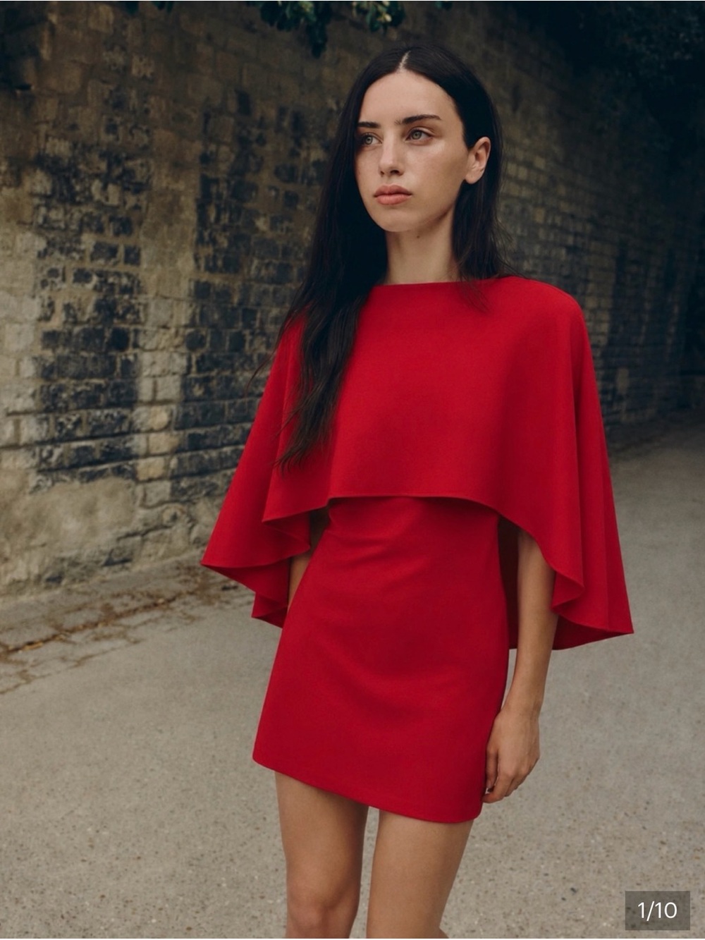 NWT Zara Red Cape Dress - Women XS